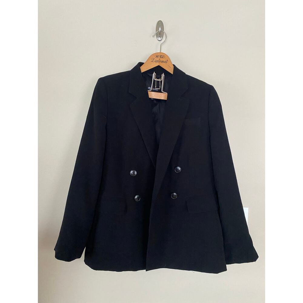 EUC Madewell $188 Womens Double Breasted Rosedale Blazer Crepe Black Sz 10 NM508